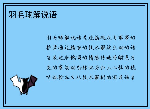 羽毛球解说语